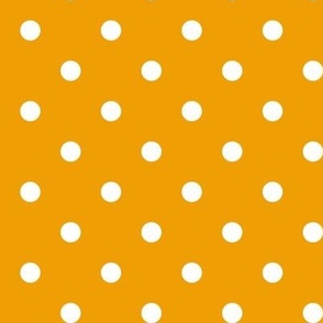 13 Marigold- Polka Dots- 1/2 inch- Petal Solids Coordinate- Solid Color- Dopamine Wallpaper- Gold- Ochre- Honey- Orange- Mustard- Bright Earth Tones- Fall- Autumn- Summer