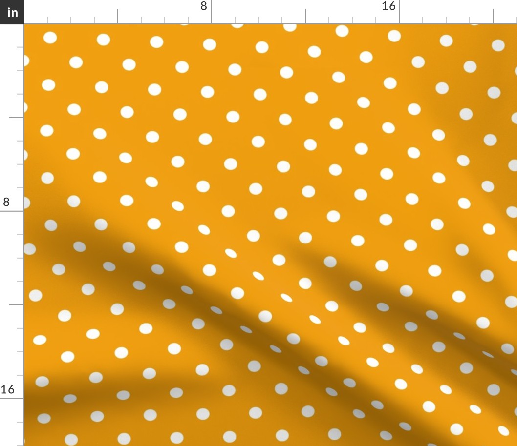 13 Marigold- Polka Dots- 1/2 inch- Petal Solids Coordinate- Solid Color- Dopamine Wallpaper- Gold- Ochre- Honey- Orange- Mustard- Bright Earth Tones- Fall- Autumn- Summer
