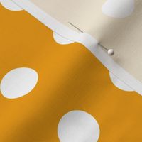 13 Marigold- Polka Dots on Grid- 1 inch- Petal Solids Coordinate- Solid Color- Dopamine Wallpaper- Gold- Ochre- Honey- Orange- Mustard- Bright Earth Tones- Fall- Autumn- Summer