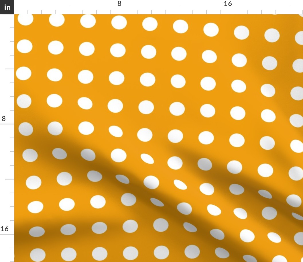 13 Marigold- Polka Dots on Grid- 1 inch- Petal Solids Coordinate- Solid Color- Dopamine Wallpaper- Gold- Ochre- Honey- Orange- Mustard- Bright Earth Tones- Fall- Autumn- Summer