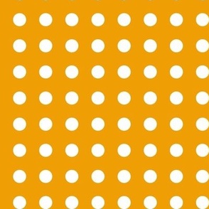 13 Marigold- Polka Dots on Grid- 1/2 inch- Petal Solids Coordinate- Solid Color- Dopamine Wallpaper- Gold- Ochre- Honey- Orange- Mustard- Bright Earth Tones- Fall- Autumn- Summer