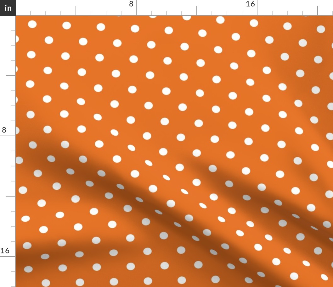 14 Carrot- - Polka Dots- 1/2 inch- Petal Solids Coordinate- Solid Color- Dopamine Wallpaper- Pumpkin- Halloween- Orange- Bright Earth Tones- Fall- Autumn- Spring- Summer