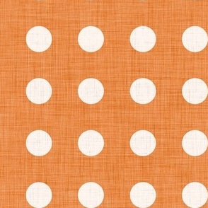 14 Carrot- - Polka Dots on Grid- 1 inch- Linen Texture- Dark- Petal Solids Coordinate- Solid Color- Faux Texture- Pumpkin- Halloween- Orange- Bright Earth Tones- Fall- Autumn- Spring- Summer