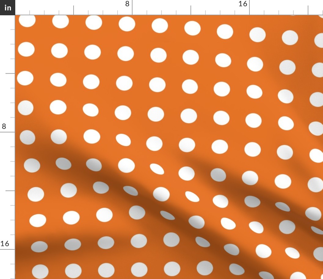 14 Carrot- - Polka Dots on Grid- 1 inch- Petal Solids Coordinate- Solid Color- Dopamine Wallpaper- Pumpkin- Halloween- Orange- Bright Earth Tones- Fall- Autumn- Spring- Summer