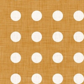 15 Desert Sun- Polka Dots on Grid- 1 inch- Linen Texture- Dark- Petal Solids Coordinate- Faux Texture Wallpaper- Gold- Ochre- Goldenrod- Honey- Mustard- Warm Earth Tones- Fall- Autumn