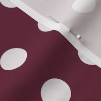 16 Wine- Polka Dots on Grid- 1 inch- Petal Solids Coordinate- Classic Wallpaper- Burgundy- Dark Red- Warm Earth Tones- Fall- Autumn