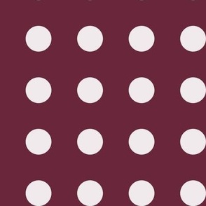 16 Wine- Polka Dots on Grid- 1 inch- Petal Solids Coordinate- Classic Wallpaper- Burgundy- Dark Red- Warm Earth Tones- Fall- Autumn