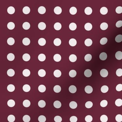 16 Wine- Polka Dots on Grid- 1/2 inch- Petal Solids Coordinate- Classic Wallpaper- Burgundy- Dark Red- Warm Earth Tones- Fall- Autumn