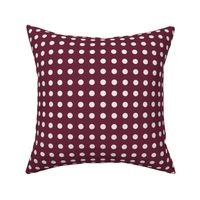 16 Wine- Polka Dots on Grid- 1/2 inch- Petal Solids Coordinate- Classic Wallpaper- Burgundy- Dark Red- Warm Earth Tones- Fall- Autumn