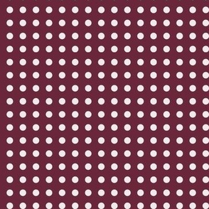 16 Wine- Polka Dots on Grid- 1/4 inch- Petal Solids Coordinate- Classic Wallpaper- Burgundy- Dark Red- Warm Earth Tones- Fall- Autumn