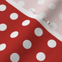17 Poppy Red- Polka Dots on Grid- 1/2 inch- Petal Solids Coordinate- Dopamine Wallpaper- Christmas- Holidays- Valentines Day