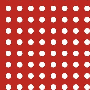 17 Poppy Red- Polka Dots on Grid- 1/2 inch- Petal Solids Coordinate- Dopamine Wallpaper- Christmas- Holidays- Valentines Day