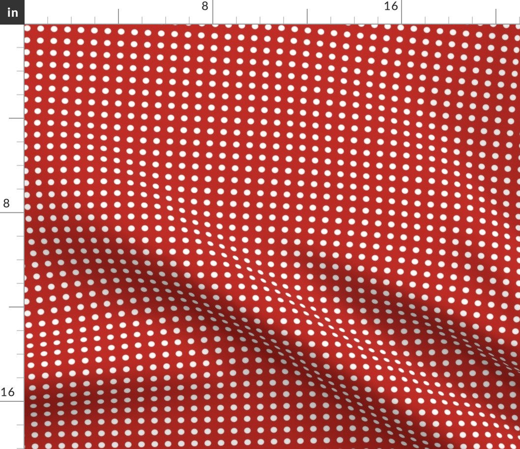 17 Poppy Red- Polka Dots on Grid- 1/4 inch- Petal Solids Coordinate- Dopamine Wallpaper- Christmas- Holidays- Valentines Day