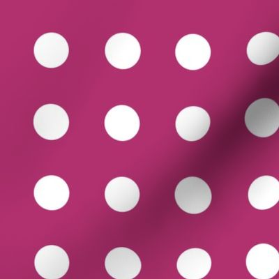 18 Bubble Gum- Polka Dots on Grid- 1 inch- Petal Solids Coordinate- Dopamine Wallpaper- Magenta- Bright Pink- Valentines Day- Barbiecore