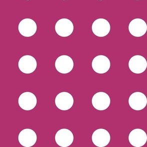 18 Bubble Gum- Polka Dots on Grid- 1 inch- Petal Solids Coordinate- Dopamine Wallpaper- Magenta- Bright Pink- Valentines Day- Barbiecore