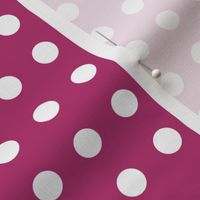 18 Bubble Gum- Polka Dots on Grid- 1/2 inch- Petal Solids Coordinate- Dopamine Wallpaper- Magenta- Bright Pink- Valentines Day- Barbiecore