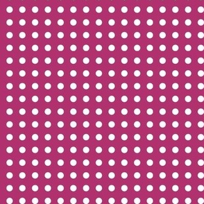 18 Bubble Gum- Polka Dots on Grid- 1/4 inch- Petal Solids Coordinate- Dopamine Wallpaper- Magenta- Bright Pink- Valentines Day- Barbiecore