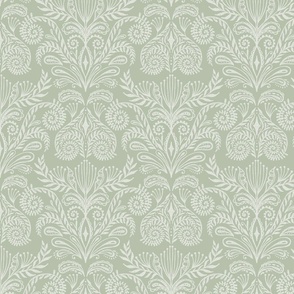 Bouquet Damask in Pale Sage - Large