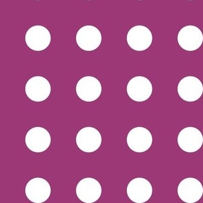 19 Berry- Polka Dots on Grid- 1 inch- Petal Solids Coordinate- Magenta Pink Wallpaper- Magenta- Bright Pink- Dark Pink- Valentines Day- Barbiecore