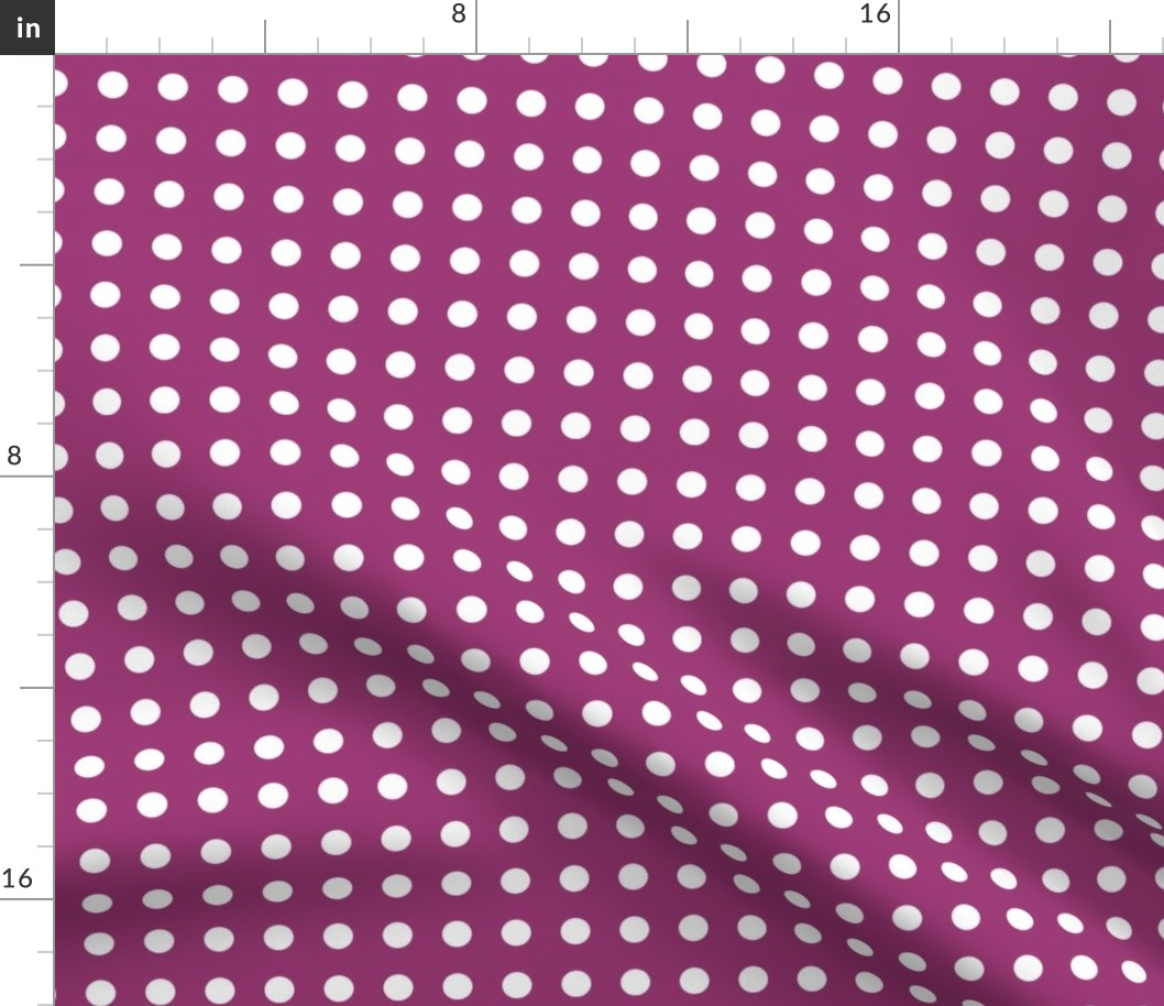 19 Berry- Polka Dots on Grid- 1/2 inch- Petal Solids Coordinate- Magenta Pink Wallpaper- Magenta- Bright Pink- Dark Pink- Valentines Day- Barbiecore