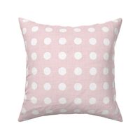 21 Cotton Candy- Polka Dots on Grid- 1 inch- Linen Texture- Dark- Petal Solids Coordinate- Faux Texture Wallpaper- Pastel Pink- Valentines Day