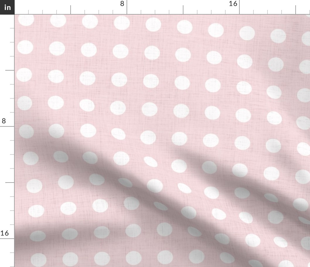 21 Cotton Candy- Polka Dots on Grid- 1 inch- Linen Texture- Dark- Petal Solids Coordinate- Faux Texture Wallpaper- Pastel Pink- Valentines Day