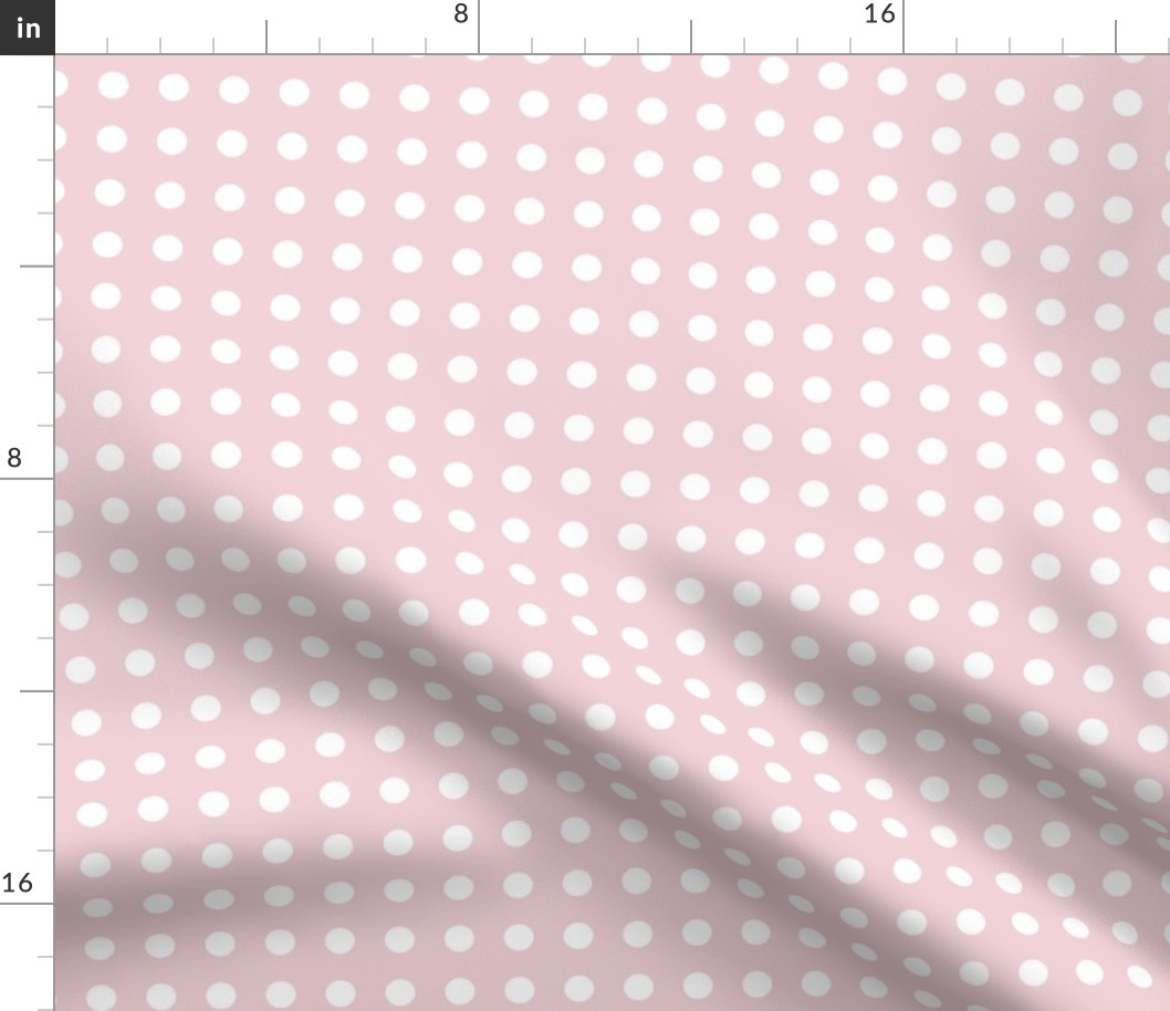 21 Cotton Candy- Polka Dots on Grid- 1/2 inch- Petal Solids Coordinate- Soft Pink Nursery Wallpaper- Pastel Pink- Baby Pink-Valentines Day