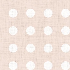 22 Blush- Polka Dots on Grid- 1 inch- Linen Texture- Dark- Petal Solids Coordinate- Faux Texture Wallpaper- Pastel Blush Pink- Valentines Day- Spring