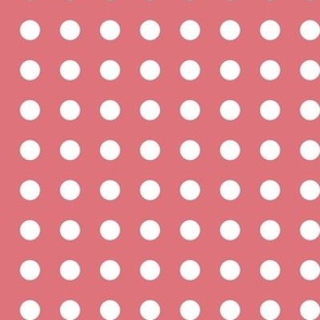 23 Watermelon- Polka Dots on Grid- 1/2 inch- Petal Solids Coordinate- Dopamine Wallpaper- Coral- Flamingo- Pink- Valentines Day