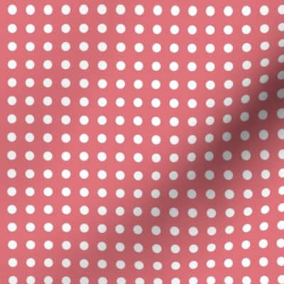 23 Watermelon- Polka Dots on Grid- 1/4 inch- Petal Solids Coordinate- Dopamine Wallpaper- Coral- Flamingo- Pink- Valentines Day