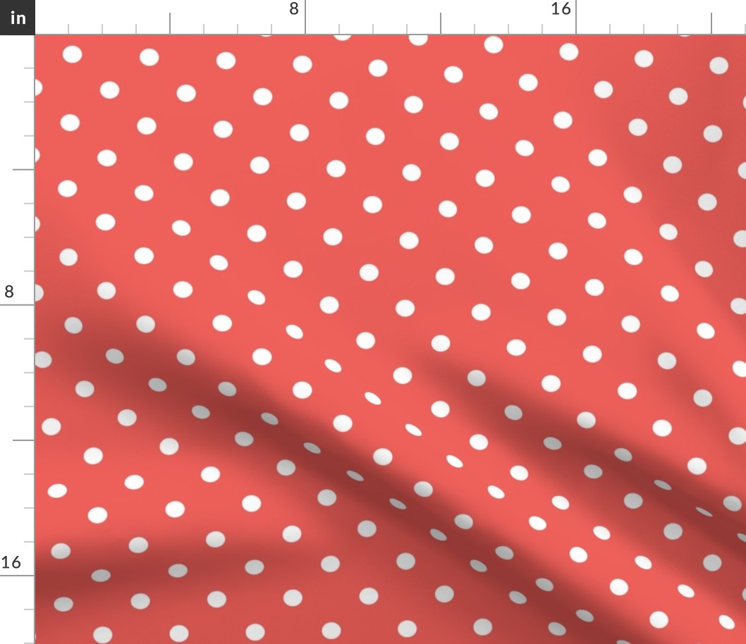 24 Coral- Polka Dots- 1/2 inch- Petal Solids Coordinate- Bright Dopamine Wallpaper- Watermelon- Flamingo- Pink- Valentines Day