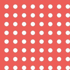 24 Coral- Polka Dots on Grid- 1/2 inch- Petal Solids Coordinate- Bright Dopamine Wallpaper- Watermelon- Flamingo- Pink- Valentines Day