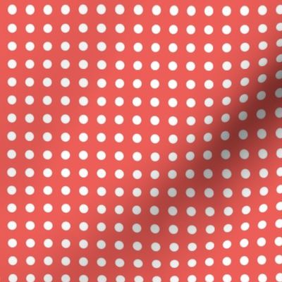 24 Coral- Polka Dots on Grid- 1/4 inch- Petal Solids Coordinate- Bright Dopamine Wallpaper- Watermelon- Flamingo- Pink- Valentines Day