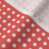 24 Coral- Polka Dots on Grid- 1/4 inch- Petal Solids Coordinate- Bright Dopamine Wallpaper- Watermelon- Flamingo- Pink- Valentines Day