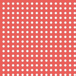 24 Coral- Polka Dots on Grid- 1/4 inch- Petal Solids Coordinate- Bright Dopamine Wallpaper- Watermelon- Flamingo- Pink- Valentines Day