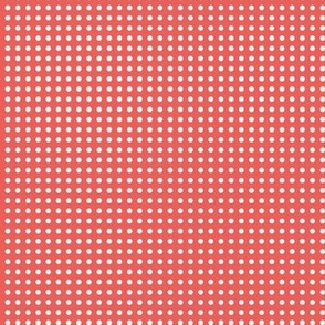 24 Coral- Polka Dots on Grid- 1/8 inch- Petal Solids Coordinate- Bright Dopamine Wallpaper- Watermelon- Flamingo- Pink- Valentines Day