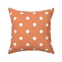 25 Peach- Polka Dots- 1 inch- Petal Solids Coordinate- Soft Orange Wallpaper- Pastel Orange- Pumpkin- Pastel Halloween- Thanksgiving- Spring- Summer