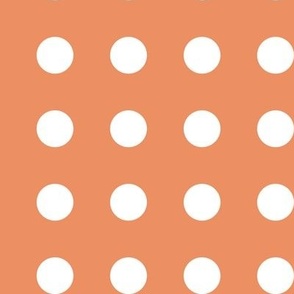 25 Peach- Polka Dots on Grid- 1 inch- Petal Solids Coordinate- Soft Orange Wallpaper- Pastel Orange- Pumpkin- Halloween- Thanksgiving- Spring- Summer