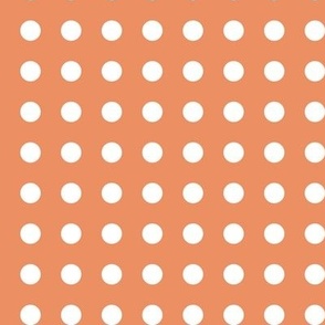 25 Peach- Polka Dots on Grid- 1/2 inch- Petal Solids Coordinate- Soft Orange Wallpaper- Pastel Orange- Pumpkin- Halloween- Thanksgiving- Spring- Summer