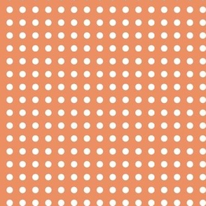 25 Peach- Polka Dots on Grid- 1/4 inch- Petal Solids Coordinate- Soft Orange Wallpaper- Pastel Orange- Pumpkin- Halloween- Thanksgiving- Spring- Summer