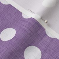 27 Orchid- Polka Dots on Grid- 1 inch- Linen Texture- Dark- Petal Solids Coordinate- Faux Texture Wallpaper- Purple- Violet- Pastel Halloween