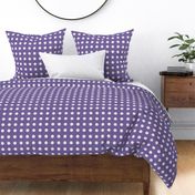 28 Grape- Polka Dots on Grid- 1 inch- Linen Texture- Dark- Petal Solids Coordinate- Faux Texture Wallpaper- Purple- Violet- Halloween