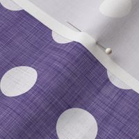 28 Grape- Polka Dots on Grid- 1 inch- Linen Texture- Dark- Petal Solids Coordinate- Faux Texture Wallpaper- Purple- Violet- Halloween