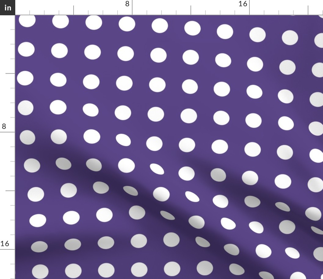 28 Grape- Polka Dots on Grid- 1 inch- Petal Solids Coordinate- Polka Dot Wallpaper- Purple- Violet- Halloween