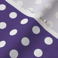 28 Grape- Polka Dots on Grid- 1/2 inch- Petal Solids Coordinate- Polka Dot Wallpaper- Purple- Violet- Halloween