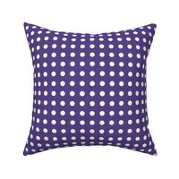 28 Grape- Polka Dots on Grid- 1/2 inch- Petal Solids Coordinate- Polka Dot Wallpaper- Purple- Violet- Halloween