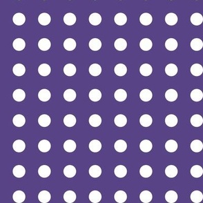 28 Grape- Polka Dots on Grid- 1/2 inch- Petal Solids Coordinate- Polka Dot Wallpaper- Purple- Violet- Halloween