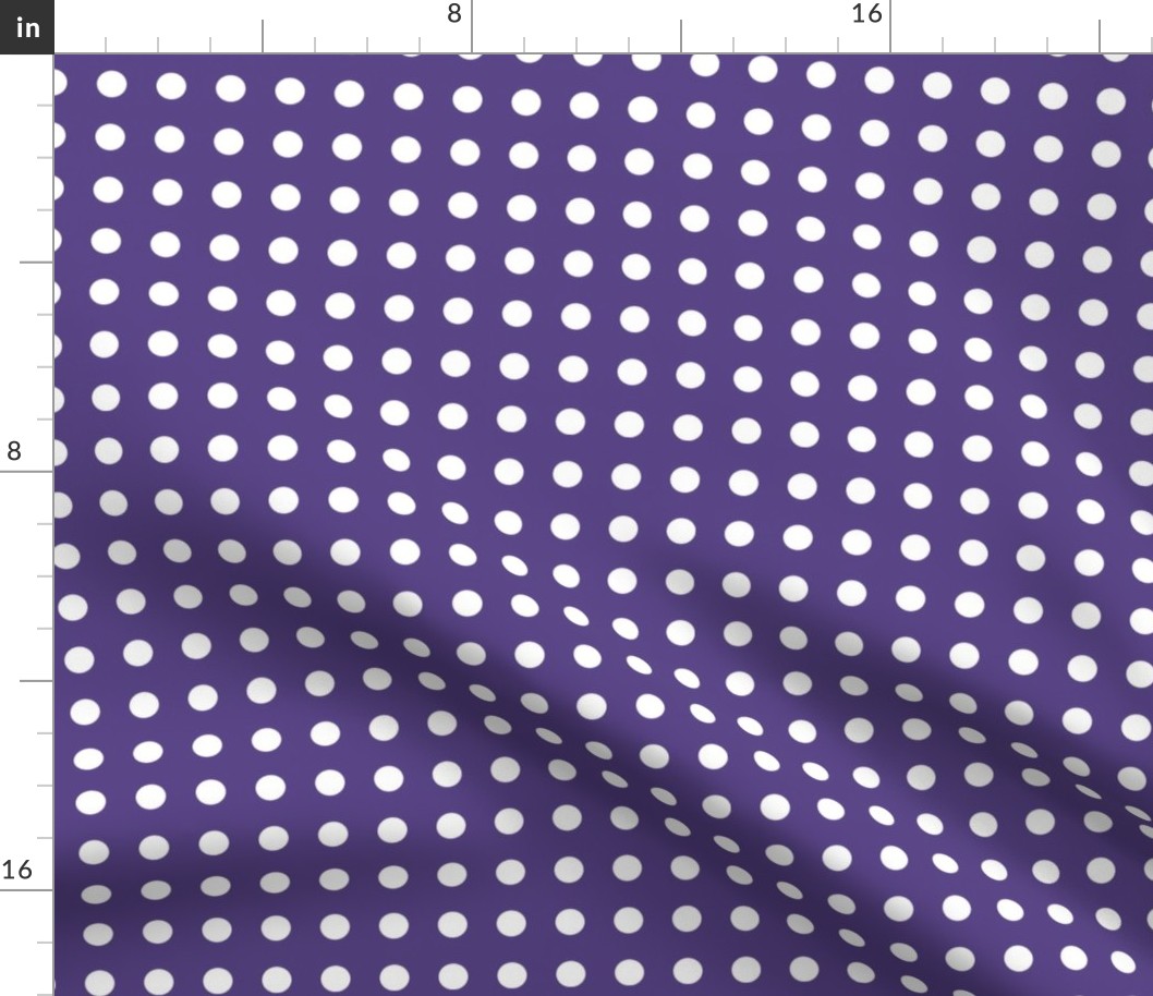 28 Grape- Polka Dots on Grid- 1/2 inch- Petal Solids Coordinate- Polka Dot Wallpaper- Purple- Violet- Halloween