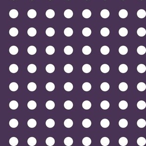 29 Plum- Polka Dots on Grid- 1/2 inch- Petal Solids Coordinate- Polka Dot Wallpaper- Purple- Violet- Halloween