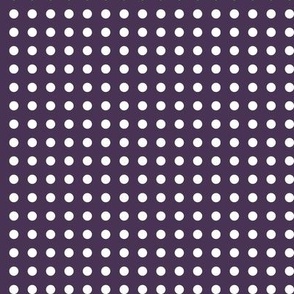 29 Plum- Polka Dots on Grid- 1/4 inch- Petal Solids Coordinate- Polka Dot Wallpaper- Purple- Violet- Halloween